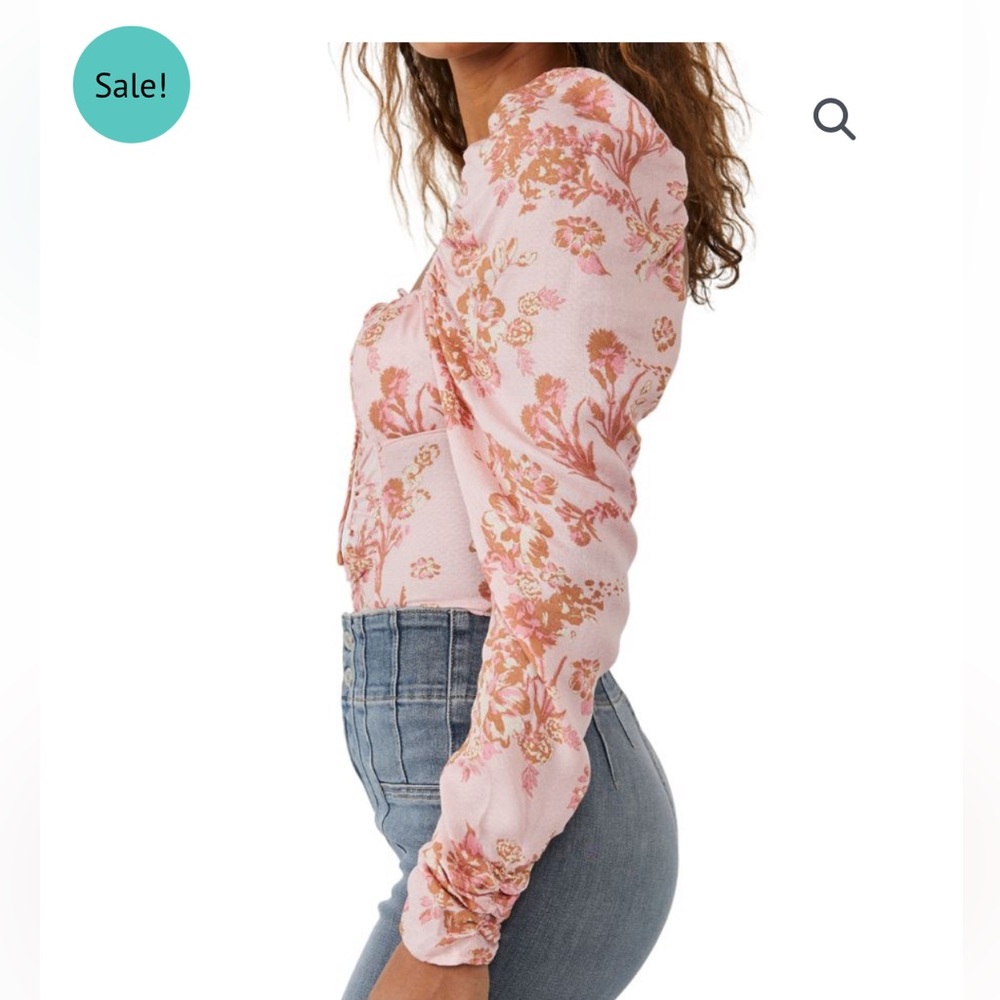 Free People Hillary Printed Top in Pink Combo NWT - Picture 6 of 7